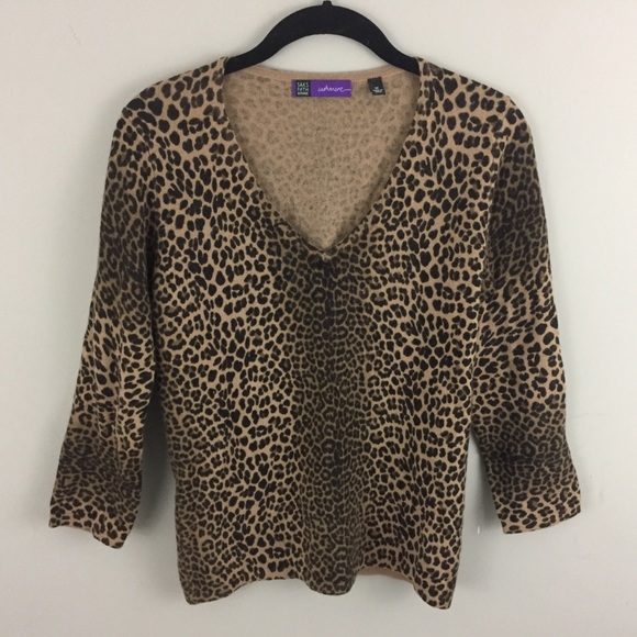 Leopard Print Cashmere Sweater Saks Fifth Avenue Leopard Print Cashmere Sweater Saks Fifth Avenue